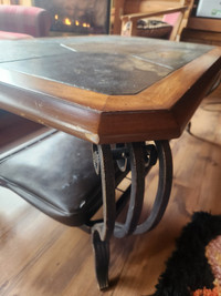 Wrought iron coffee table with slate top