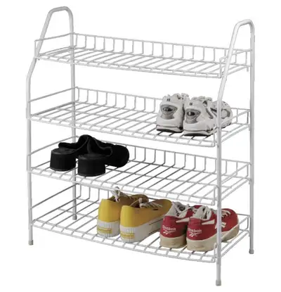 4 Tier White Metal Shoe Rack, View more