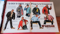 1955 McGREGOR MENS CLOTHING BACK TO CAMPUS FASHION AD - MODE