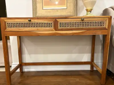 Wood Cane ConsoleTable Desk, View more