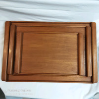3 trays MCM Teak, Branded "Handcrafted by Martin D Moroney"