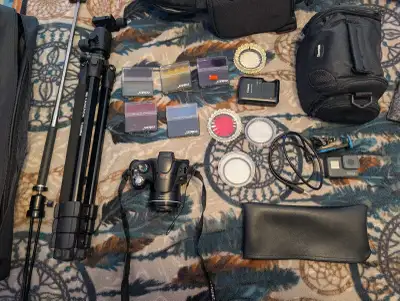 Canon SX40HS and GoPro Hero 5 (both barely used) GoPro comes with a 32Gb memory card Cameron Tripod...