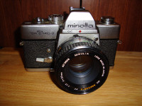 SLR FILM CAMERAS: MINOLTA, CANON, MIRANDA,OLYMPUS, PRAKTICA B100