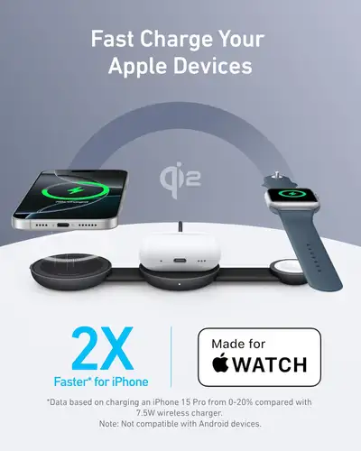 Anker MagGo UFO Ultra-Compact 3-in-1 Qi2 Charger for iPhone/Appl, View more
