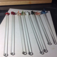 8 Glass Cocktail Drink Stirrers Swizzle Sticks