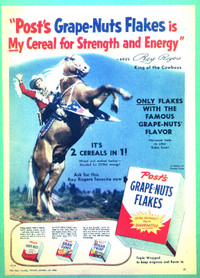 1954 Post Grape-Nuts Cereal Ad with Roy Rogers