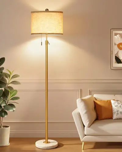 Floor Lamp Living Room Standing Marble Base 3 Way Dimmable Gold, View more