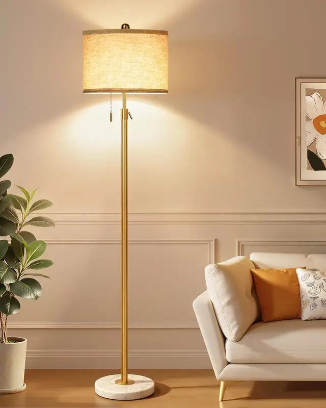 Floor Lamp Living Room Standing Marble Base 3 Way Dimmable Gold in Indoor Lighting & Fans in Oshawa / Durham Region - Image 2