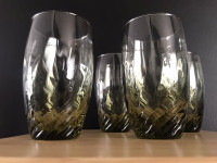Ensemble de 5 verres  smoky glass vert Vintage 