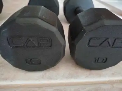 Two 10 lbs CAP Rubber Dumbbells, View more