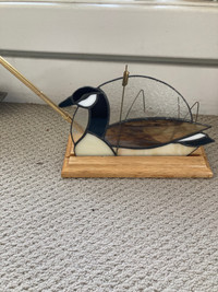 Stained glass Canada geese pen holder desk decor