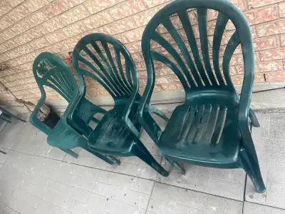 3 plastic Patio chairs, View more