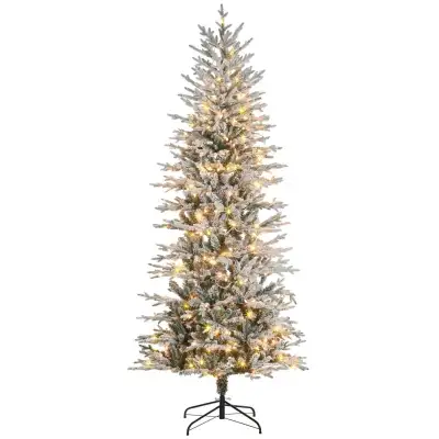 7.5' Pre Lit Arctic Fir Artificial Flocked Christmas Trees, with Snow Branches, Warm White UL Listed...