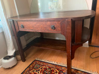 Antique solid oak mission style library table/desk
