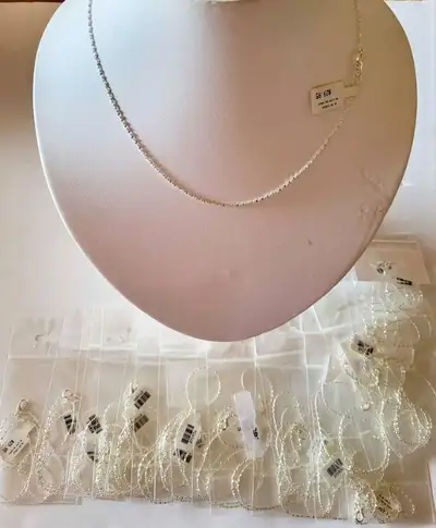 NEW w Tags Necklace Sterling Silver Chain Single Strand 17" inch, View more