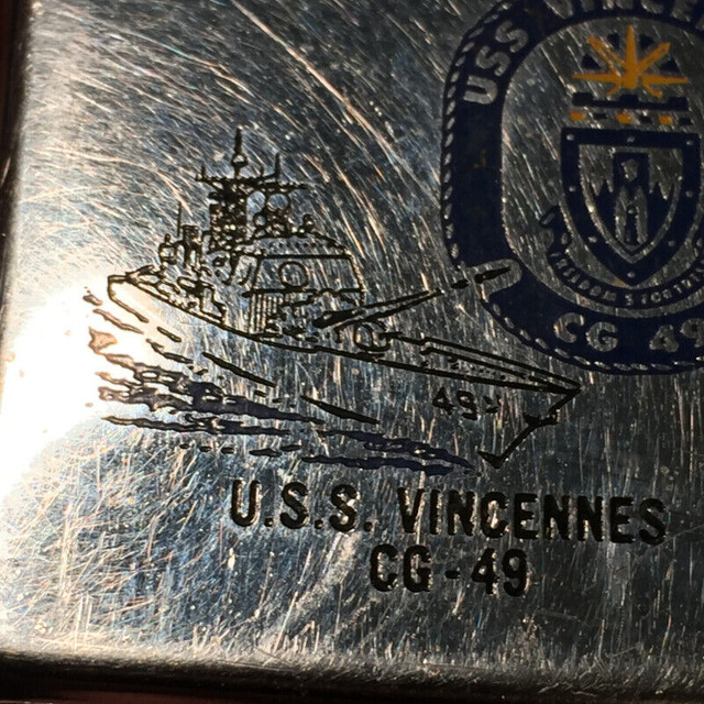 Vintage Old ZIPPO Lighter U.S.S VINCENNES CG-49 Bradford Pa in Arts & Collectibles in Vancouver - Image 3