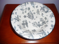 Wood & Sons Toile de Jouy Black Bowl French Country Excellent 9"