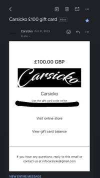 Carsicko Gift Card 