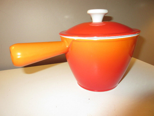 Levcoware Japan Vintage cast iron Enamel Orange Fondue Sauce pan | Kitchen  & Dining Wares | Timmins | Kijiji