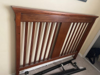 Queen bed frame. - wooden headboard. Metal body  