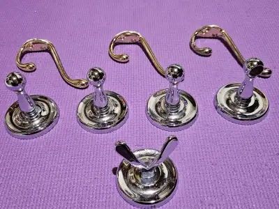 Chrome Silver and Gold Bathroom Towel Hooks, View more