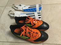 Soccer cleats and shin pads
