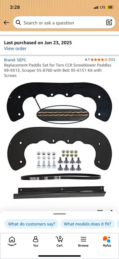 Toro Snowblower paddles., View more