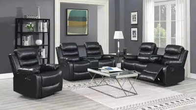 Manual recliner with console, storage and drop down couches , View more