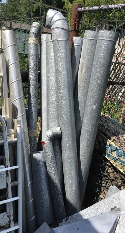 Various wood stove pipes great for hunting cabin or sheds and garages. Various lengths and diameter...