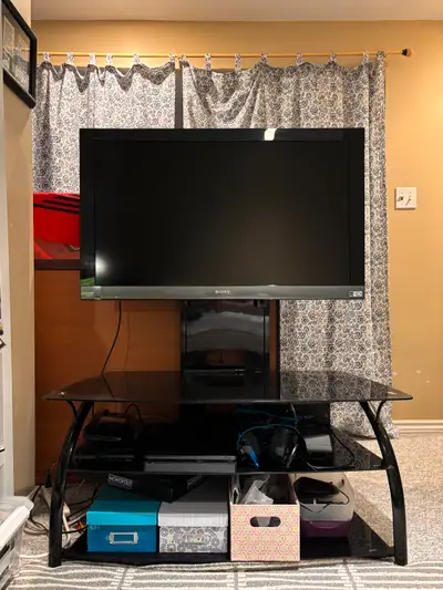 Sony Bravia 40” 1080p LCD TV with Glass TV Stand, View more