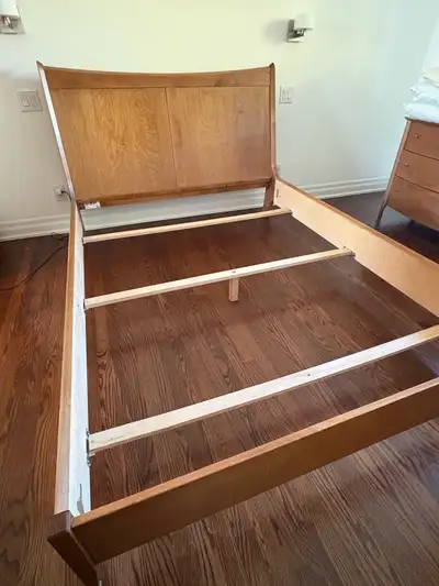 Queen bedframe, wooden, View more