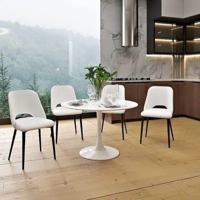 4x White Faux Leather Chairs, View more
