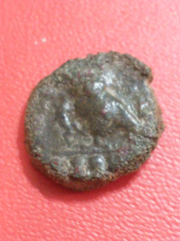 Rare 413-405 BC bronze tetras ancient coin of Kamarina, Sicily,
