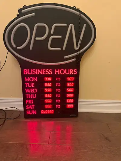 open sign with business hrs, View more