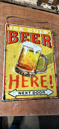 Ice Cold Beer Next Door tin sign 16 x 11
