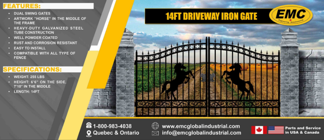 14-Foot Double-Swing Iron Driveway Gate