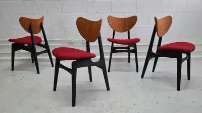 4 Mid-century (mcm) butterfly teak dining chairs, View more