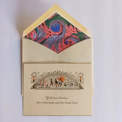 Vintage Early Century No Fold Men Logging Trees Christmas Card, View more