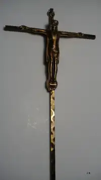 Antique Vintag Crucifix VOIR la Croix Jesus Christ Metal Brass