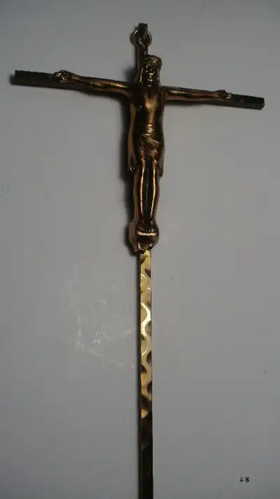 Antique Vintag Crucifix VOIR la Croix Jesus Christ Metal Brass, View more
