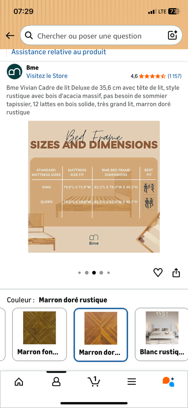 Lit King en bois Vivian Cadre de lit Deluxe de 35,6 cm in Beds & Mattresses in Longueuil / South Shore - Image 8