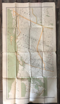 Very Large 1927 British Columbia Map 4’4” X 2’4”