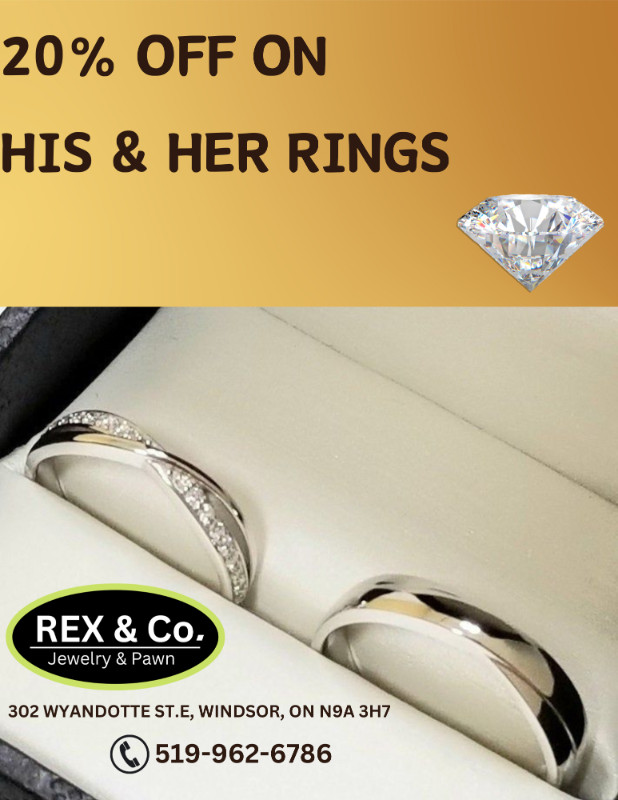 20% OFF ON HIS AND HER RINGS in Jewellery & Watches in Windsor Region
