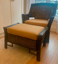 Rattan Wicker Chair and Ottoman Set from Pier 1