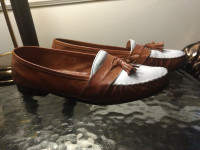 Men's White and Brown Loafers