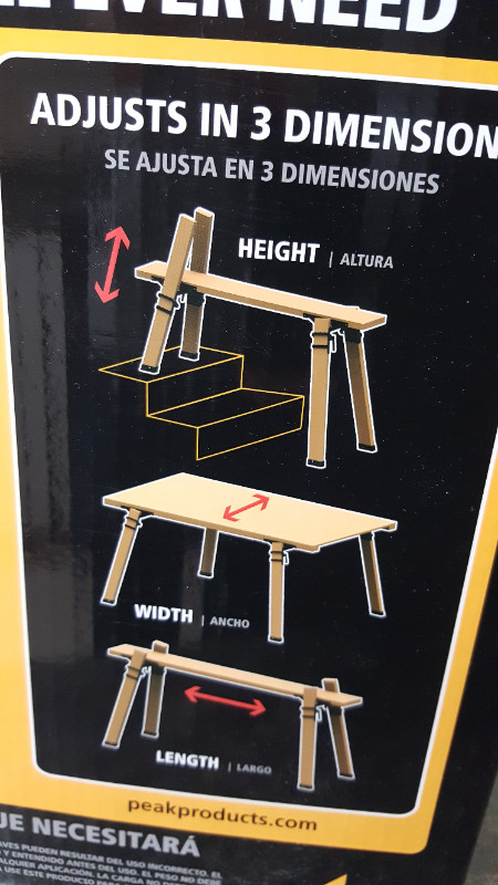 3D MULTIHORSE SAWHORSE NEW IN BOX ADJUSTS ALL STEEL CONSTRUCTION dans Outils à main  à Barrie - Image 3