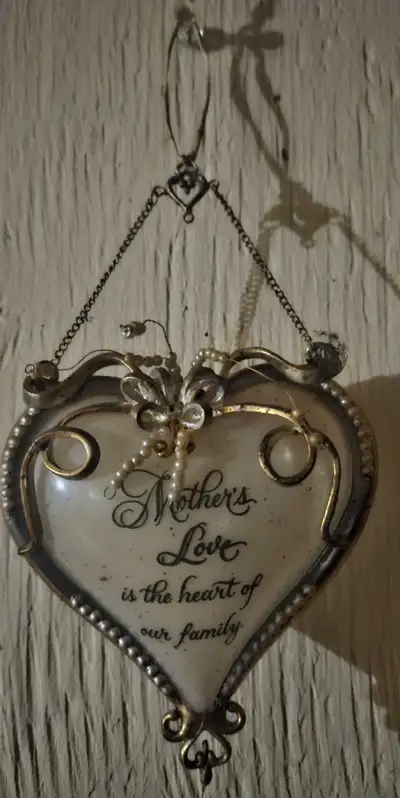 vintage mothers  keepsake glass heart, View more