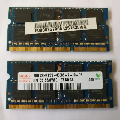 Hynix RAM Memory 8GB 2x4GB 2Rx8 PC3-8500S-7-10-F2 DDR3 HMT351S6AFR8C-G7 NO AA