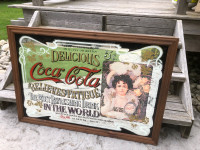 Vintage 1970’s Huge Coca Coca Mancave She Shed Bar Mirror 