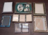 7 wood metal and plastic picture frames - various sizes